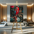 Toiledart Tableau perroquet rouge et bleu sur une branche Toile