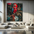 Toiledart Tableau perroquet rouge et bleu sur une branche Toile