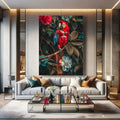 Toiledart Tableau perroquet rouge et bleu sur une branche Toile