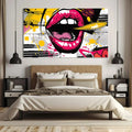 Toiledart Tableau pop art peinture de lèvre rose Toile 40x30