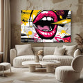 Toiledart Tableau pop art peinture de lèvre rose Toile