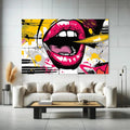 Toiledart Tableau pop art peinture de lèvre rose Toile
