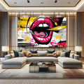 Toiledart Tableau pop art peinture de lèvre rose Toile