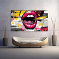 Toiledart Tableau pop art peinture de lèvre rose Toile
