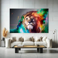 Toiledart Tableau pop lion mystique et coloré Toile 40x30