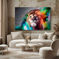 Toiledart Tableau pop lion mystique et coloré Toile