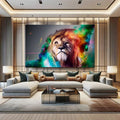 Toiledart Tableau pop lion mystique et coloré Toile