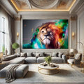 Toiledart Tableau pop lion mystique et coloré Toile