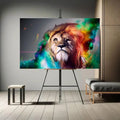 Toiledart Tableau pop lion mystique et coloré Toile