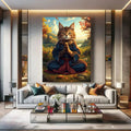 Toiledart Tableau portrait Chat moine Toile