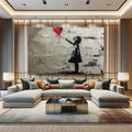 Toiledart Tableau street art la fille au ballon rouge Toile 40x30