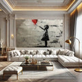 Toiledart Tableau street art la fille au ballon rouge Toile