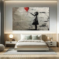 Toiledart Tableau street art la fille au ballon rouge Toile