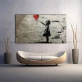 Toiledart Tableau street art la fille au ballon rouge Toile