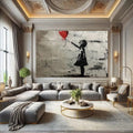 Toiledart Tableau street art la fille au ballon rouge Toile