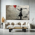 Toiledart Tableau street art la fille au ballon rouge Toile