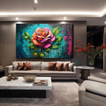 Toiledart Tableau street art peinture de rose colorée Toile 40x30