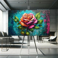 Toiledart Tableau street art peinture de rose colorée Toile