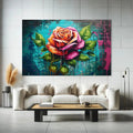 Toiledart Tableau street art peinture de rose colorée Toile