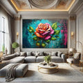 Toiledart Tableau street art peinture de rose colorée Toile