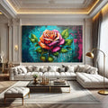 Toiledart Tableau street art peinture de rose colorée Toile