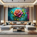 Toiledart Tableau street art peinture de rose colorée Toile