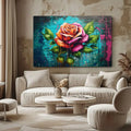 Toiledart Tableau street art peinture de rose colorée Toile