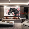 Toiledart Tableau tête de cheval noir élégant Toile 40x30