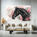 Toiledart Tableau tête de cheval noir élégant Toile