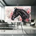 Toiledart Tableau tête de cheval noir élégant Toile