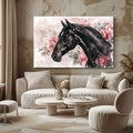 Toiledart Tableau tête de cheval noir élégant Toile