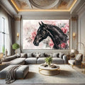 Toiledart Tableau tête de cheval noir élégant Toile