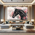 Toiledart Tableau tête de cheval noir élégant Toile