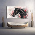 Toiledart Tableau tête de cheval noir élégant Toile