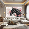Toiledart Tableau tête de cheval noir élégant Toile