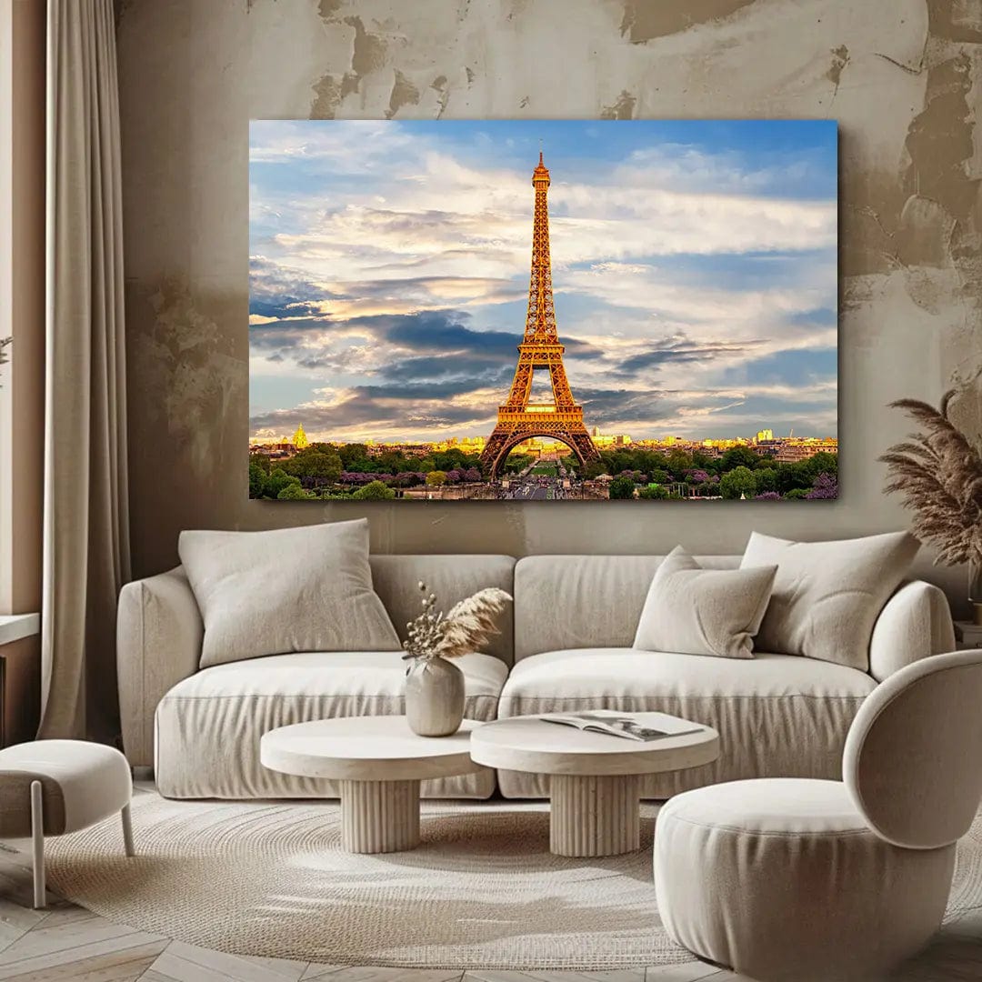 Toiledart Tableau tour Eiffel ensoleillée Toile
