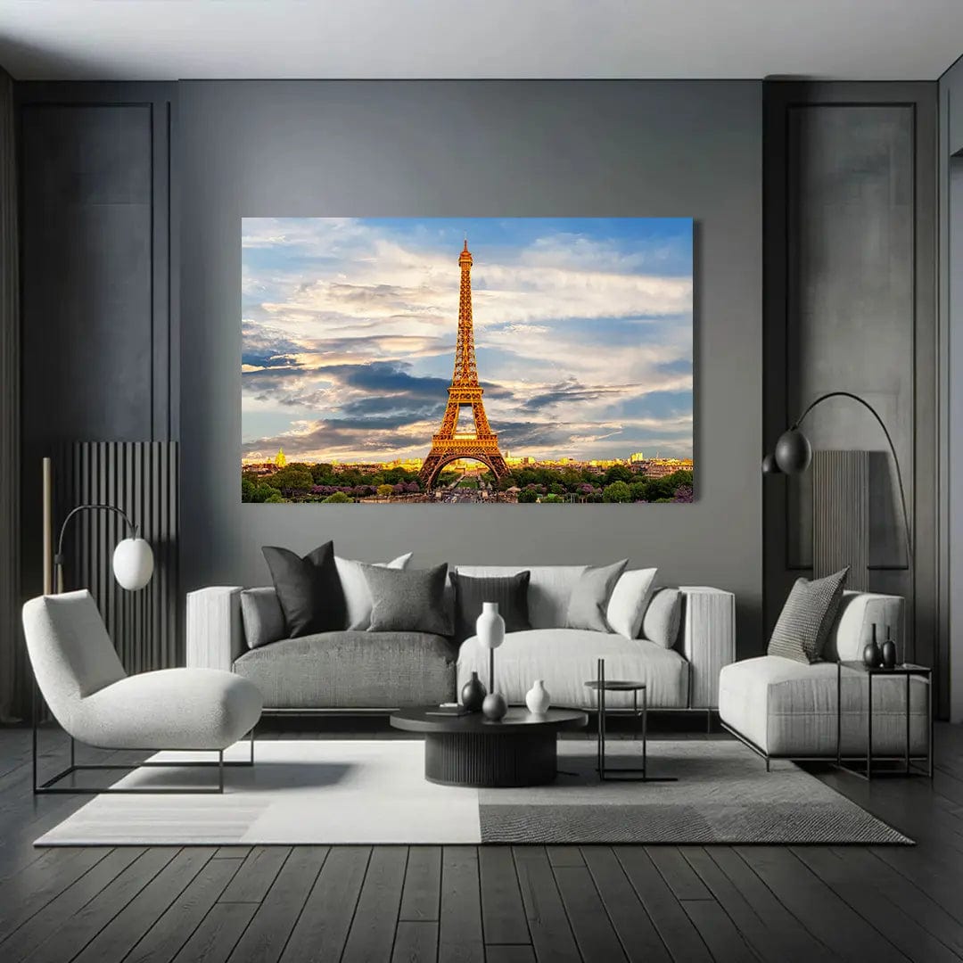 Toiledart Tableau tour Eiffel ensoleillée Toile