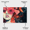 Toiledart Tableau visage de femme aux fleurs colorées Toile