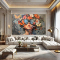 Toiledart Tableau visage de femme et papillons colorés Toile