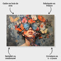 Toiledart Tableau visage de femme et papillons colorés Toile