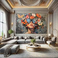 Toiledart Tableau visage de femme et papillons colorés Toile