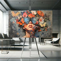 Toiledart Tableau visage de femme et papillons colorés Toile