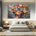 Toiledart Tableau visage de femme et papillons colorés Toile