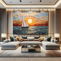 Toiledart Tableau voilier au coucher du soleil Toile