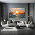 Toiledart Tableau voilier au coucher du soleil Toile