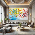 Toiledart Toile 40x20 Tableau branche d'arbre aux feuilles multicolores