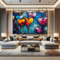 Toiledart Toile 40x30 Tableau graffiti coeurs entrelacés