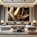 Toiledart Toile 40x30 Tableau moderne plumes dorées