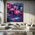 Toiledart Toile Tableau déco flamants tropicaux