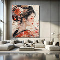 Toiledart Toile Tableau femme japonais aux cheveux fleuris